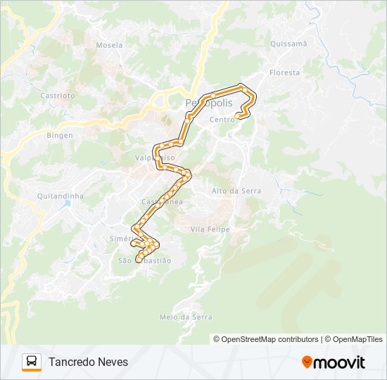 Mapa da linha 443 de ônibus