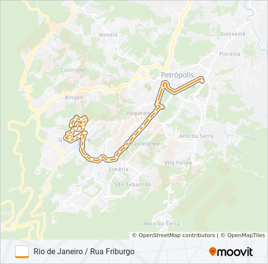 Mapa da linha 454 de ônibus