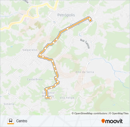 Mapa da linha 457 de ônibus