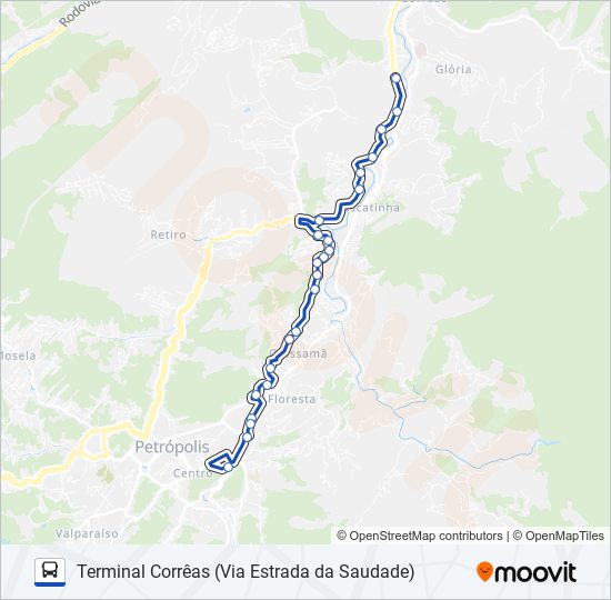 Mapa da linha 500 de ônibus