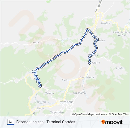 Mapa da linha 601 de ônibus