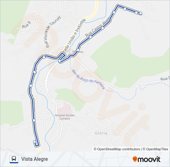 Mapa da linha 612 de ônibus
