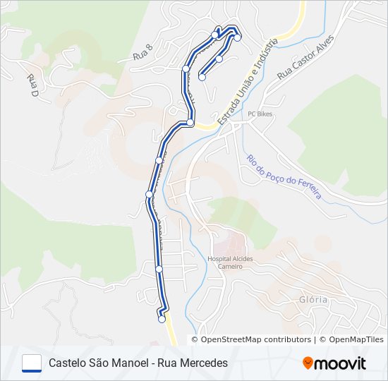 Mapa da linha 621 de ônibus