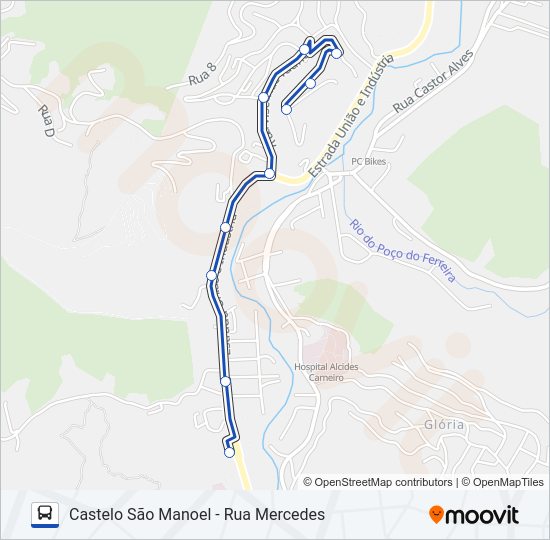 Mapa da linha 621 de ônibus