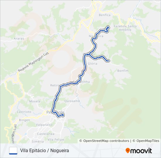 Mapa da linha 698 de ônibus