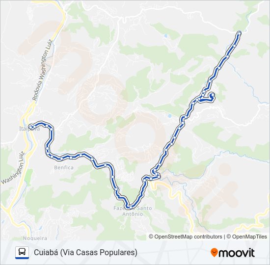 Mapa da linha 705 de ônibus