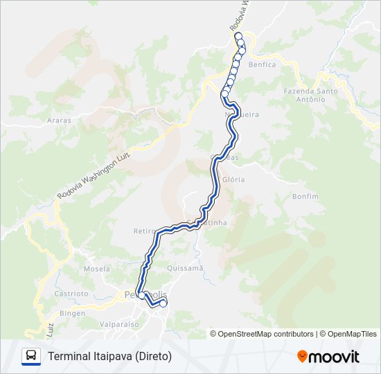 Mapa da linha 780 de ônibus