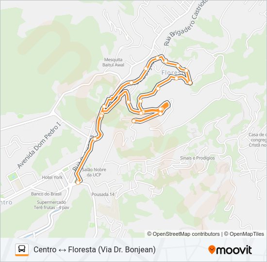 Mapa da linha 302 de ônibus