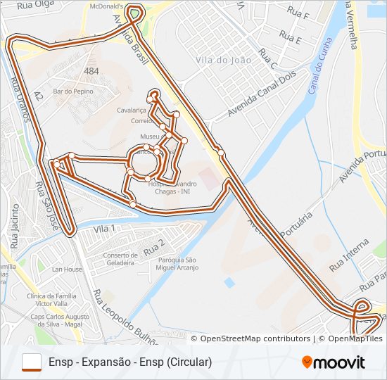 Mapa da linha ENSP - EXPANSÃO - ENSP (CIRCULAR) de ônibus