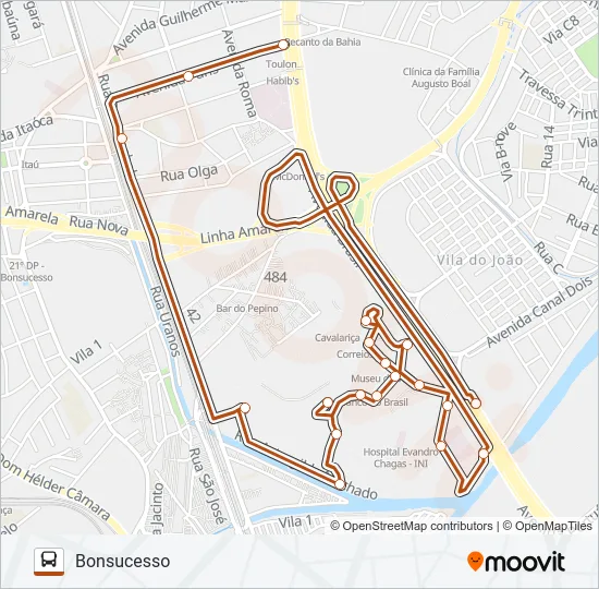 BONSUCESSO - EXPANSÃO (VIA CAMPUS MANGUINHOS) Bus Line Map