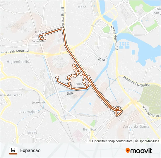BONSUCESSO - EXPANSÃO (VIA CAMPUS MANGUINHOS) Bus Line Map