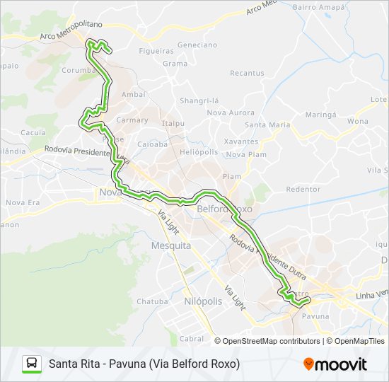 Mapa da linha 561I de ônibus