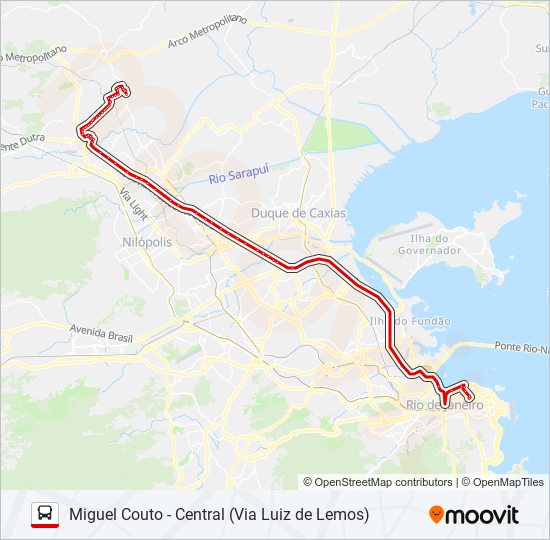 Mapa da linha 490B de ônibus