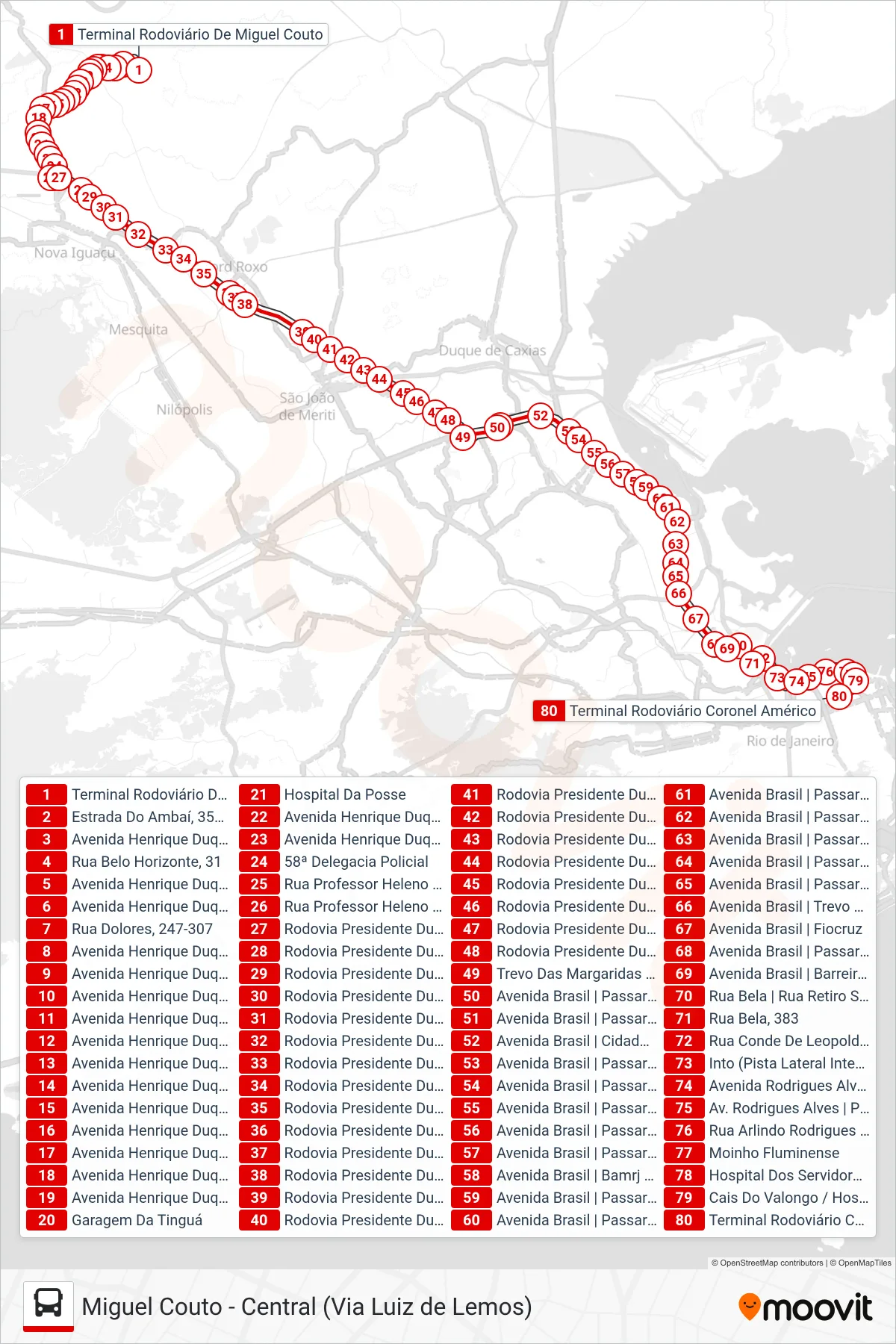 501B bus Line (Central (Parador)) route and stops on a map