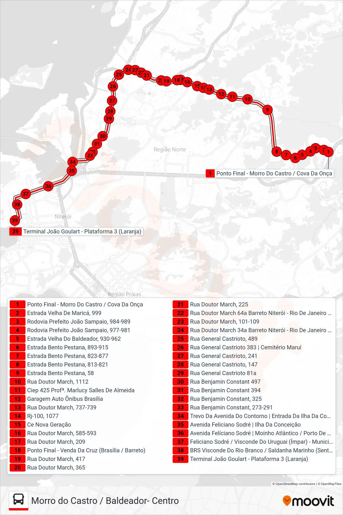 Rota e paradas da linha de ônibus 67 (Centro (Terminal)) no mapa