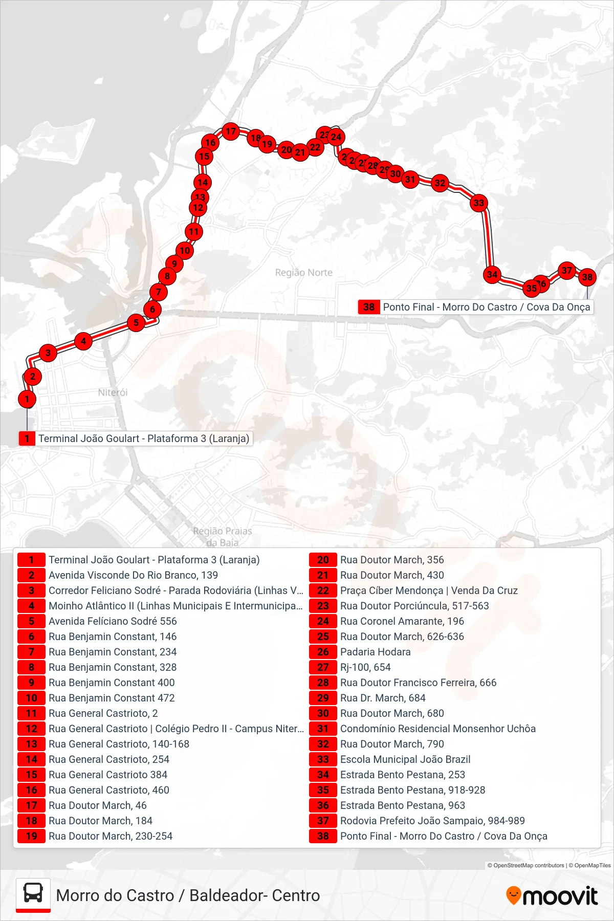 67 bus Line (Morro Do Castro / Cova Da Onça) route and stops on a map