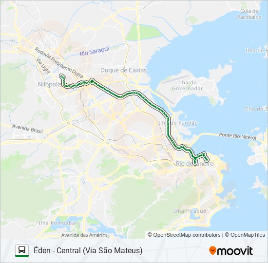 Mapa da linha 514B de ônibus