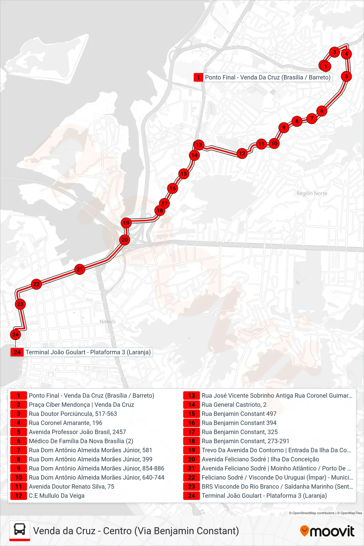 Rota e paradas da linha de ônibus 41BC (Centro (Terminal)) no mapa
