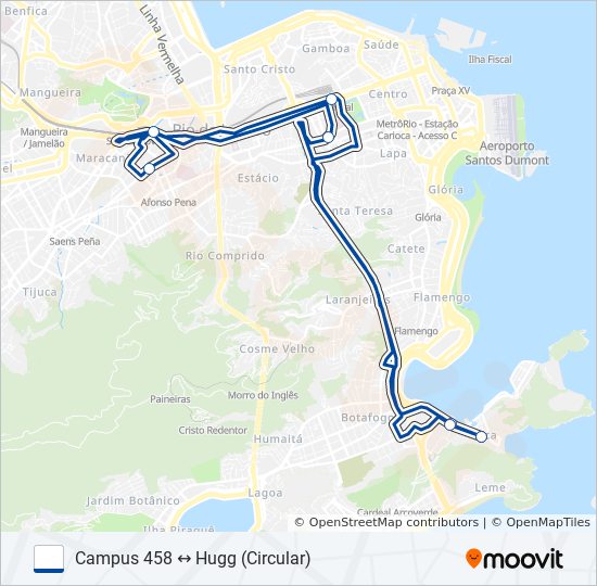 Mapa da linha INTERCAMPI 1 de ônibus