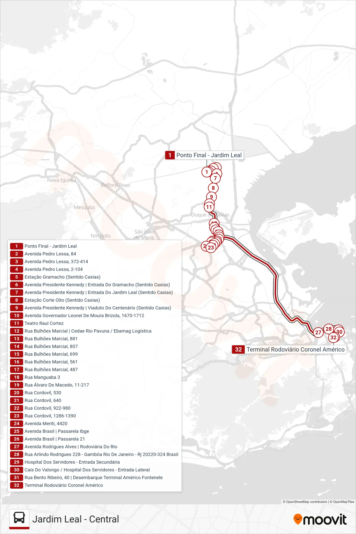 1415C (EXECUTIVO) bus Line (Central (Via Seletiva)) route and stops on a map