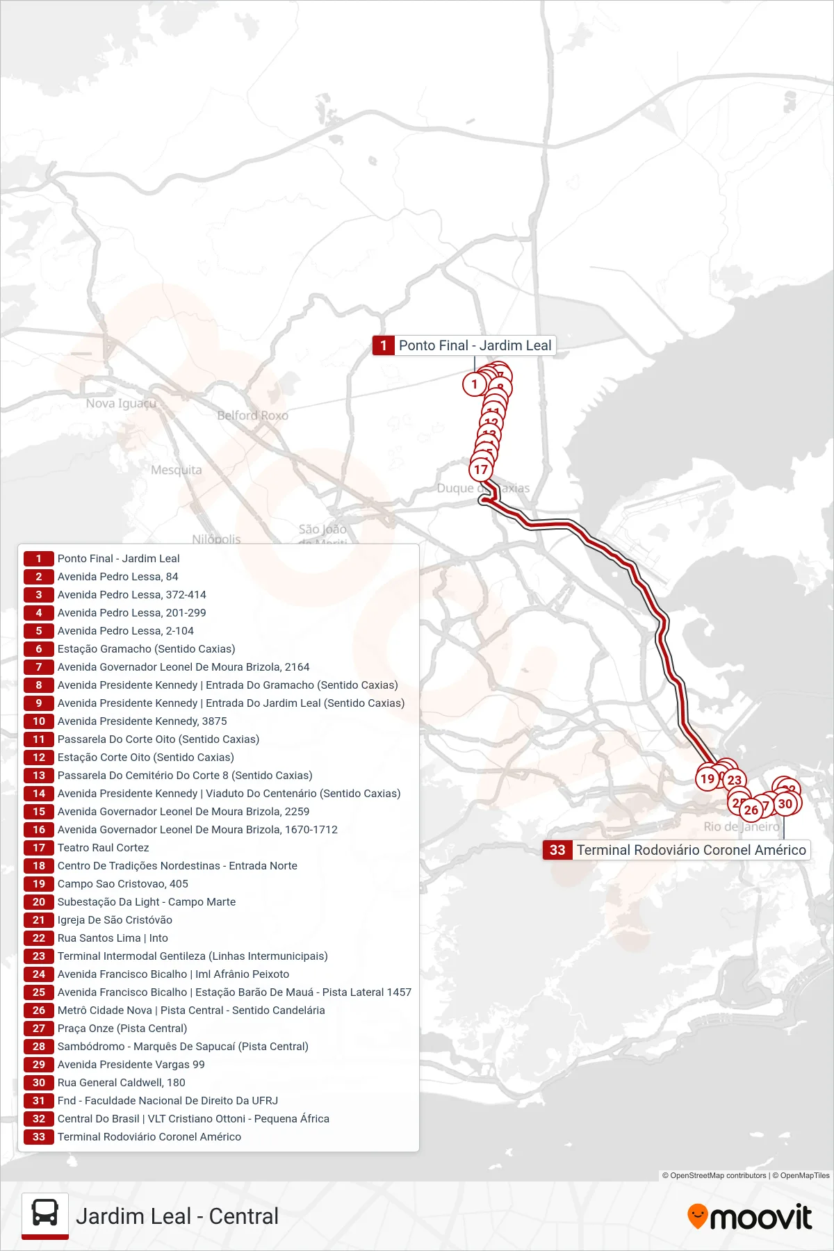 1415C (EXECUTIVO) bus Line (Central (Via Linha Vermelha)) route and stops on a map