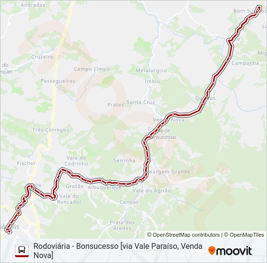 Mapa da linha 73E de ônibus