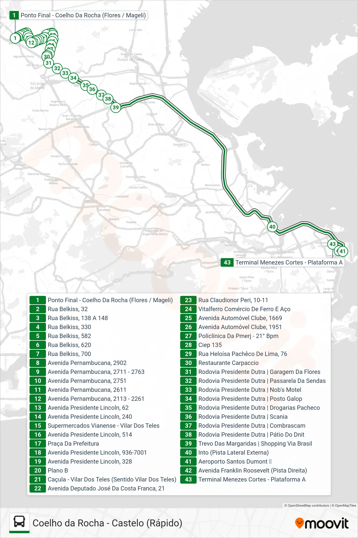 1512B (EXECUTIVO) bus Line (Castelo) route and stops on a map