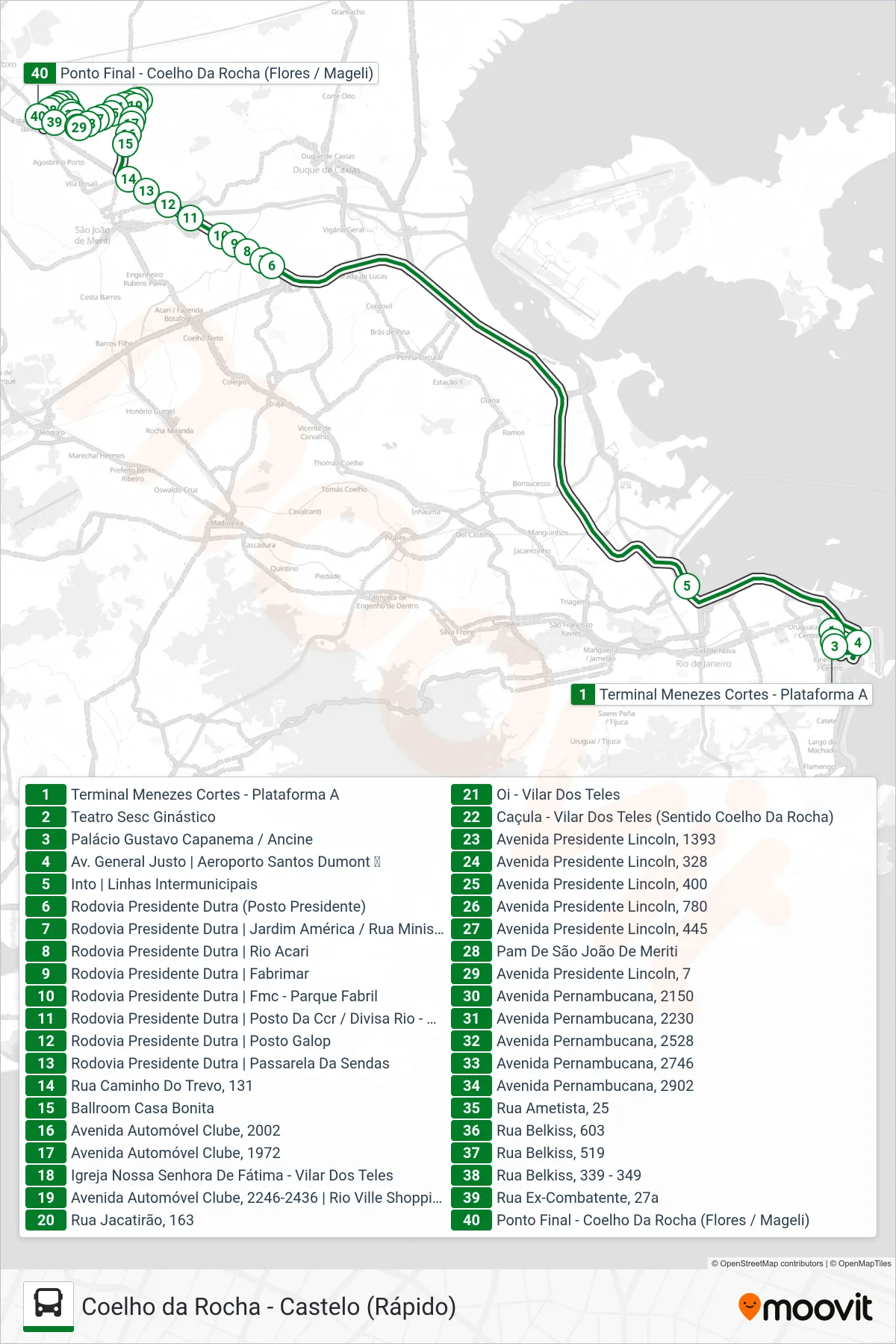 1512B (EXECUTIVO) bus Line (Coelho Da Rocha) route and stops on a map