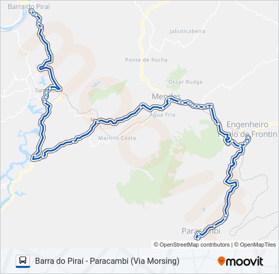 Mapa da linha MP10 de ônibus