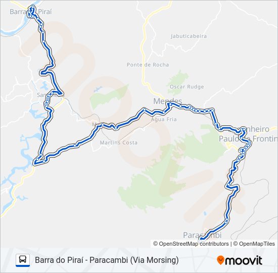 Mapa da linha MP10 de ônibus