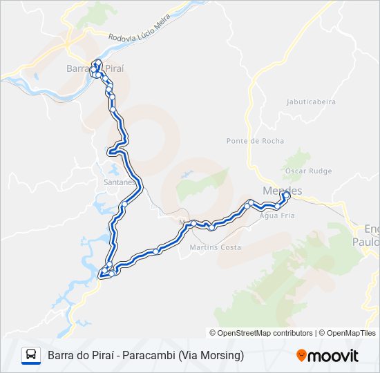 Mapa da linha MP10 de ônibus