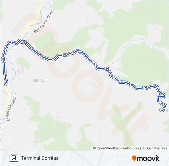 Mapa da linha 611 de ônibus