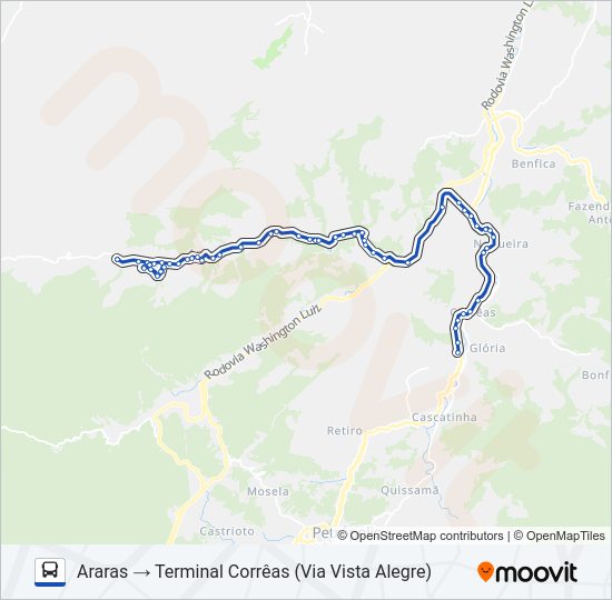 Mapa da linha 622 de ônibus
