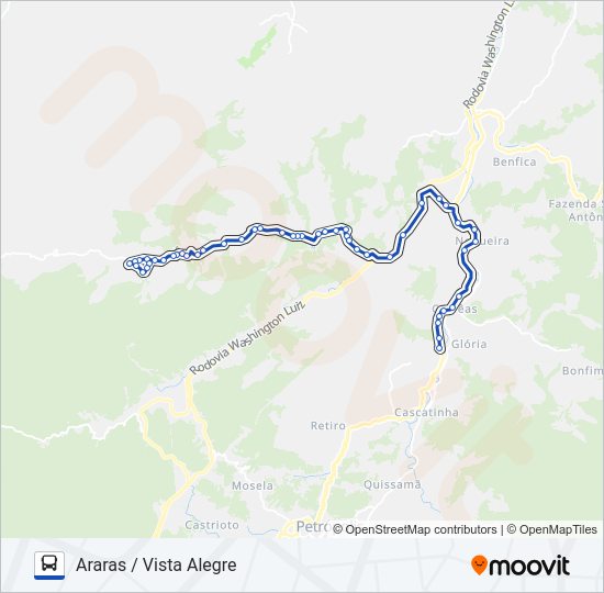 Mapa da linha 622 de ônibus