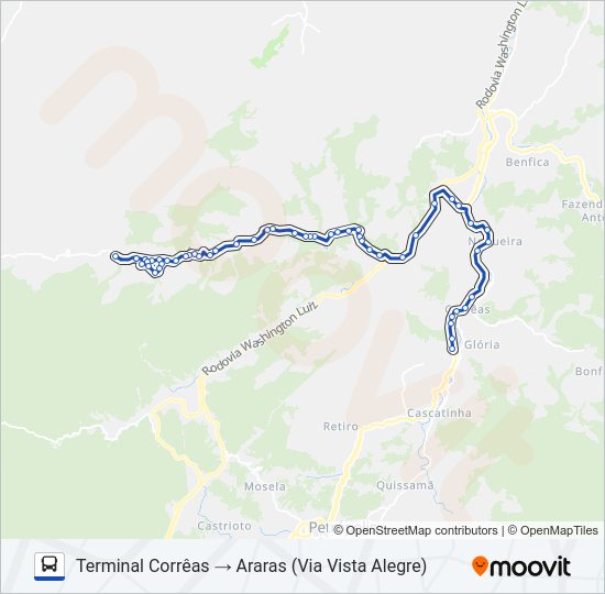 Mapa da linha 622 de ônibus