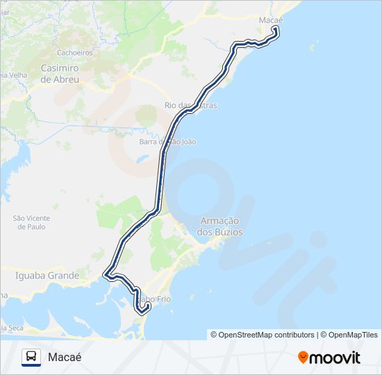 Mapa da linha B130 de ônibus