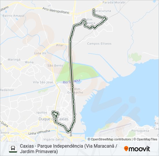 Mapa da linha 025 de ônibus