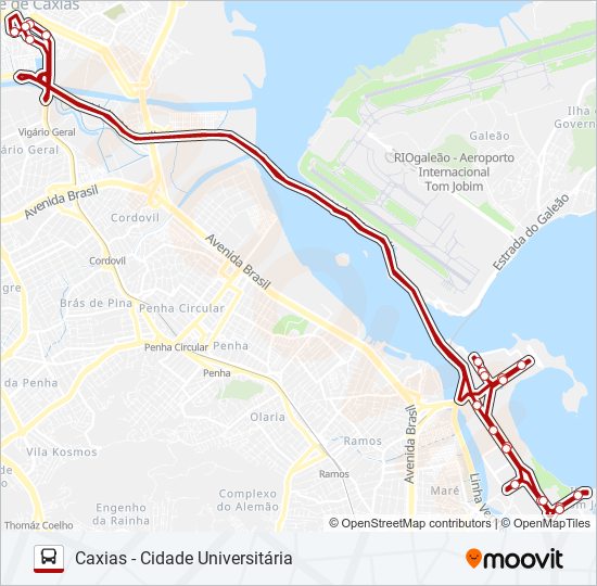 Mapa da linha 113C de ônibus