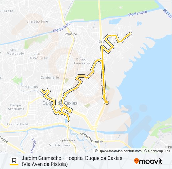 Mapa da linha 016 de ônibus