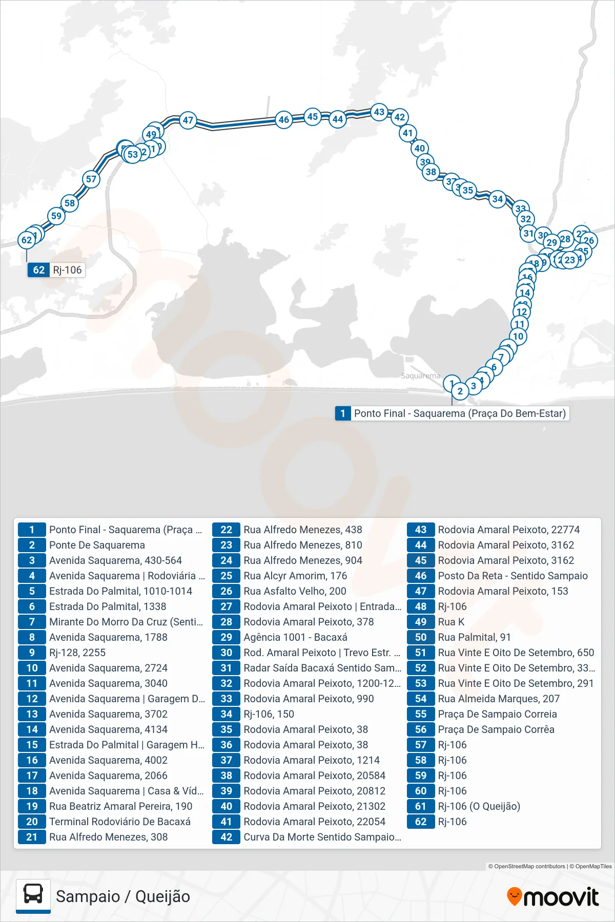 04 bus Line (Sampaio / Queijão) route and stops on a map