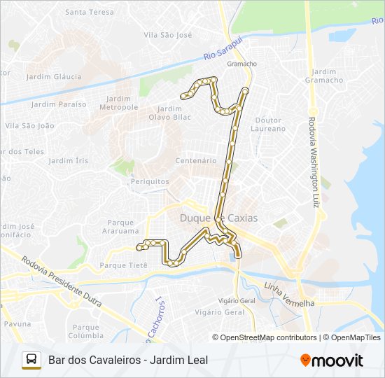 Mapa da linha 011 de ônibus