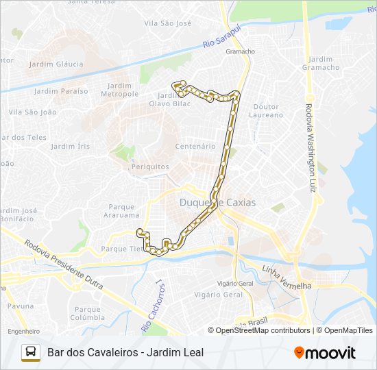 Mapa da linha 011 de ônibus