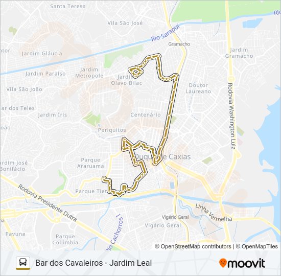 Mapa da linha 011 de ônibus