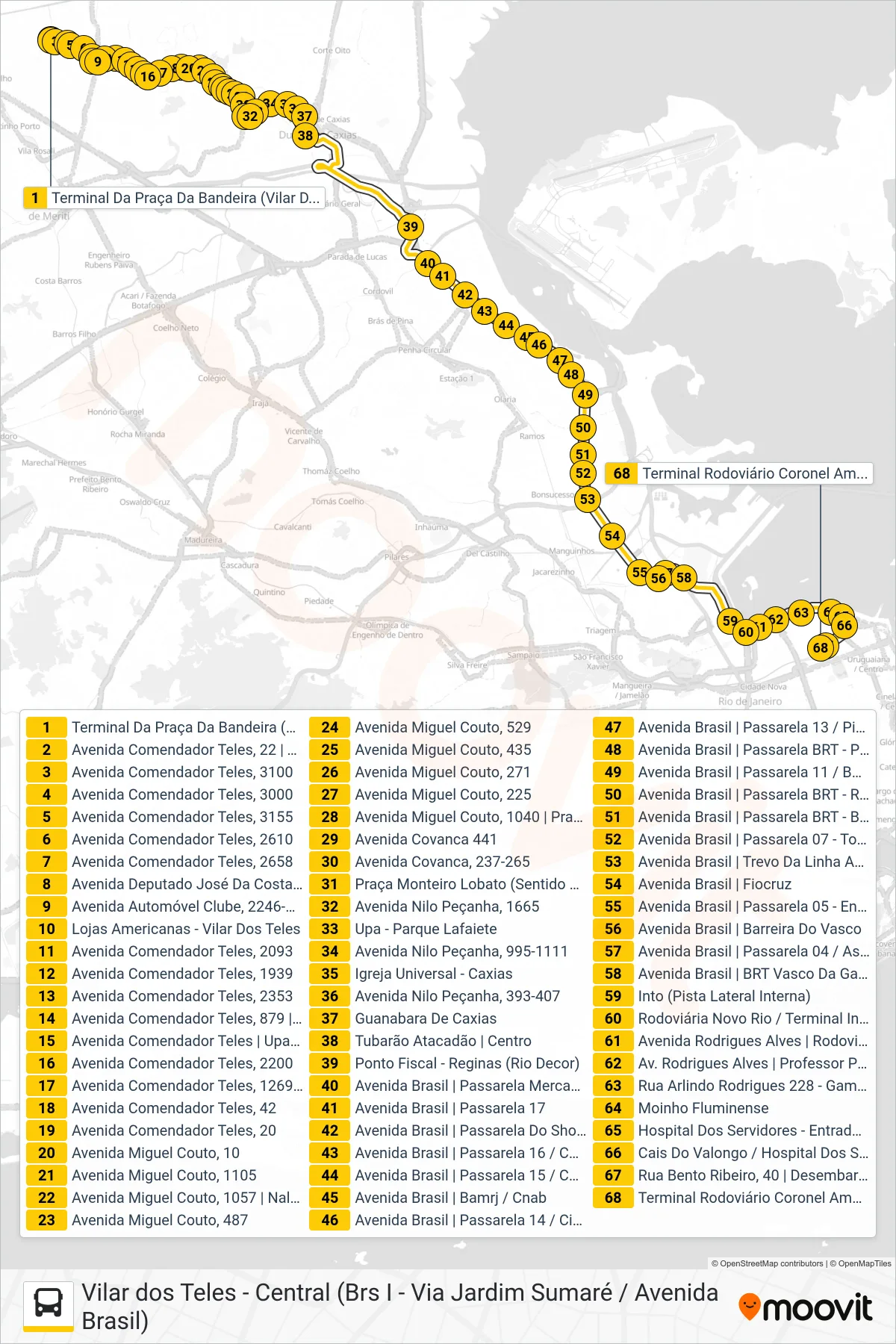 Rota e paradas da linha de ônibus 417C (Central (Parador)) no mapa