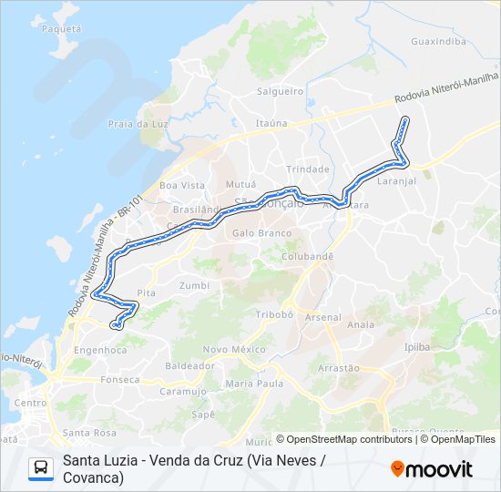 Mapa da linha 13A de ônibus
