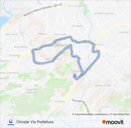 Mapa da linha 10 de ônibus