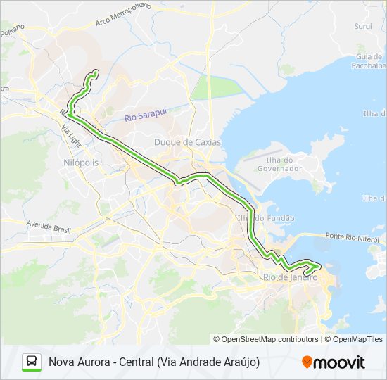 Mapa da linha 518B de ônibus