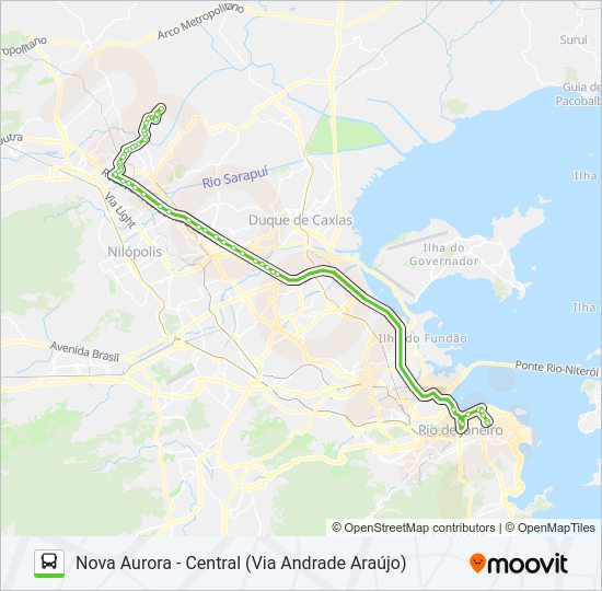 Mapa da linha 518B de ônibus