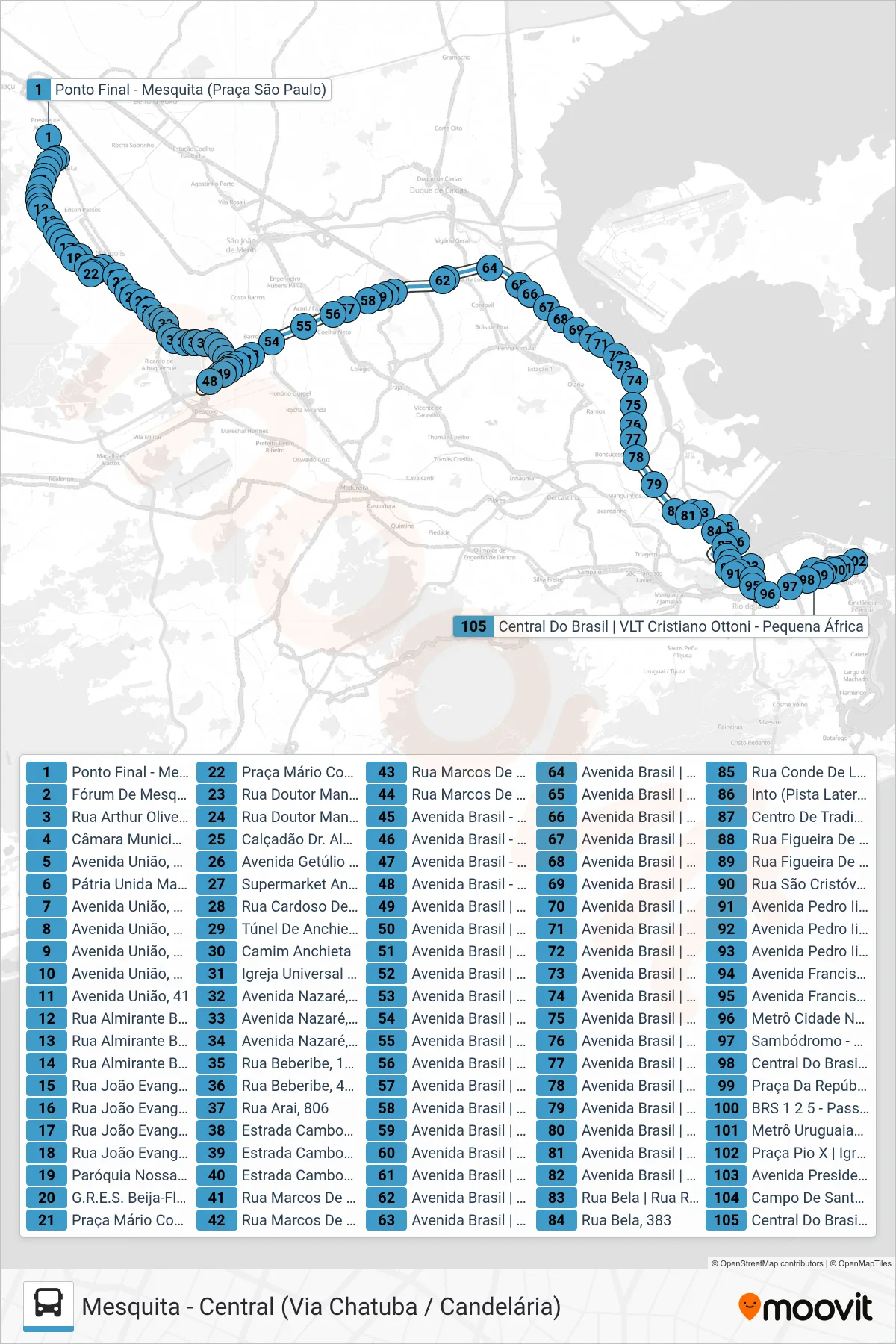 Rota e paradas da linha de ônibus 478B (Central (Parador)) no mapa