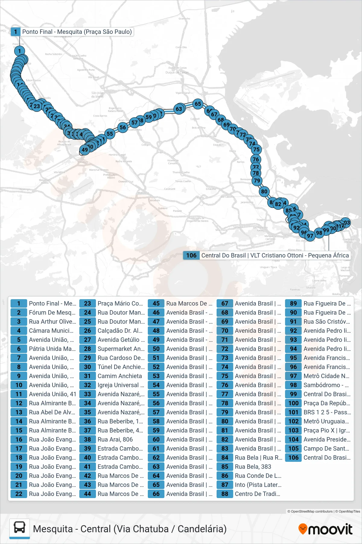 Rota e paradas da linha de ônibus 478B (Central (Parador - Feira Livre)) no mapa